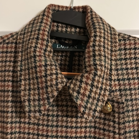 Vintage Wool Ralph Lauren Plaid Trench Coat - Picture 2 of 6